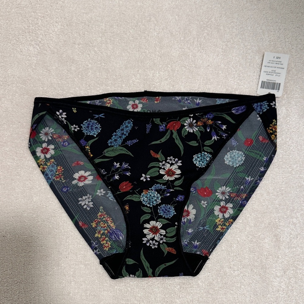 Vanishing Edge Microfiber Bikini | Size S | Color Perennial Bloom Black | SOMA